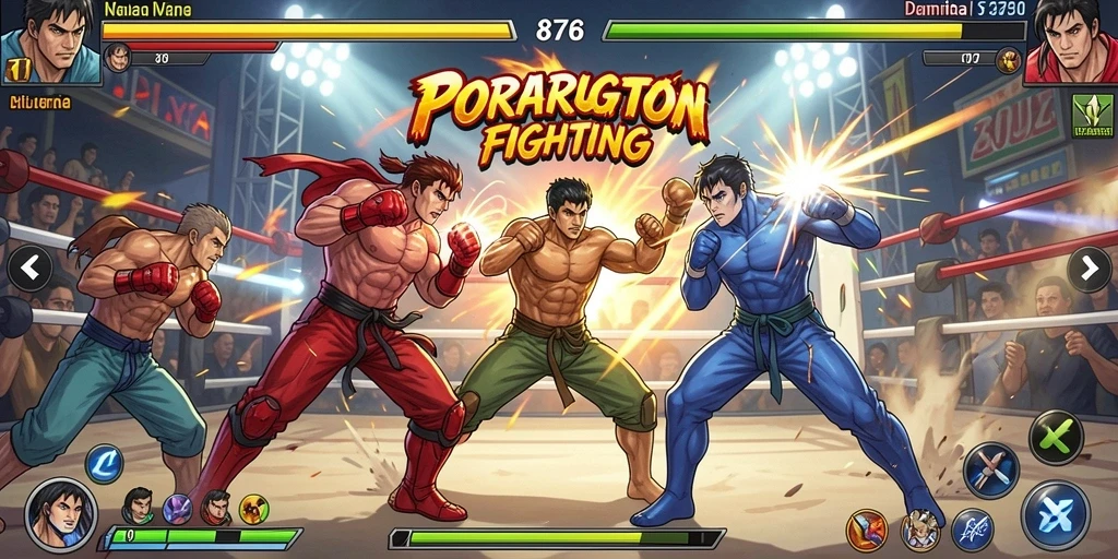 Tampak pertarungan seru dalam gameplay 8768 yang menegangkan.