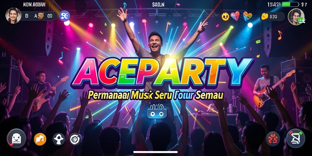 Tampilan gameplay ACEPARTY yang menarik dengan berbagai alat musik.