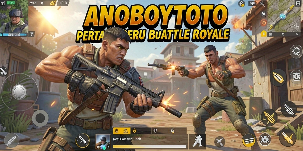 Screenshot gameplay ANOBOYTOTO menampilkan aksi Battle Royale yang mendebarkan.
