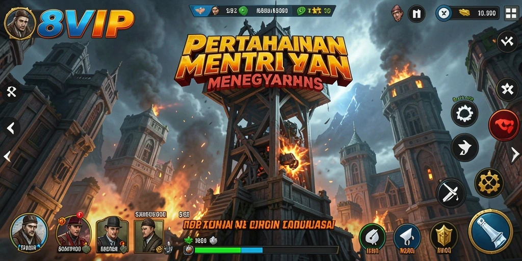 Tampilan gameplay C8VIP yang mendebarkan dalam pertempuran Tower Defense.