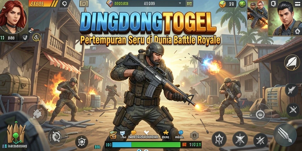 Tangkapan layar gameplay DINGDONGTOGEL yang menampilkan pertempuran intens Battle Royale.