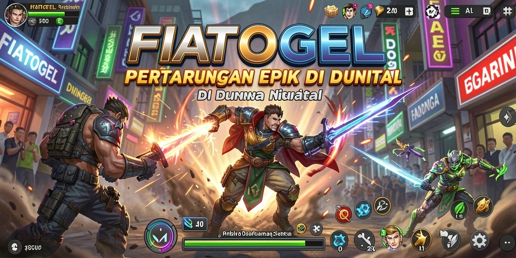 Tampilan seru dari pertarungan di FIATOGEL dengan karakter yang beraksi.