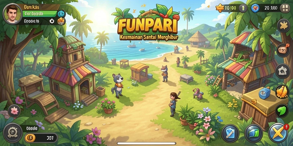 Tampilan menarik dari gameplay FUNPARI yang menghibur dan santai.