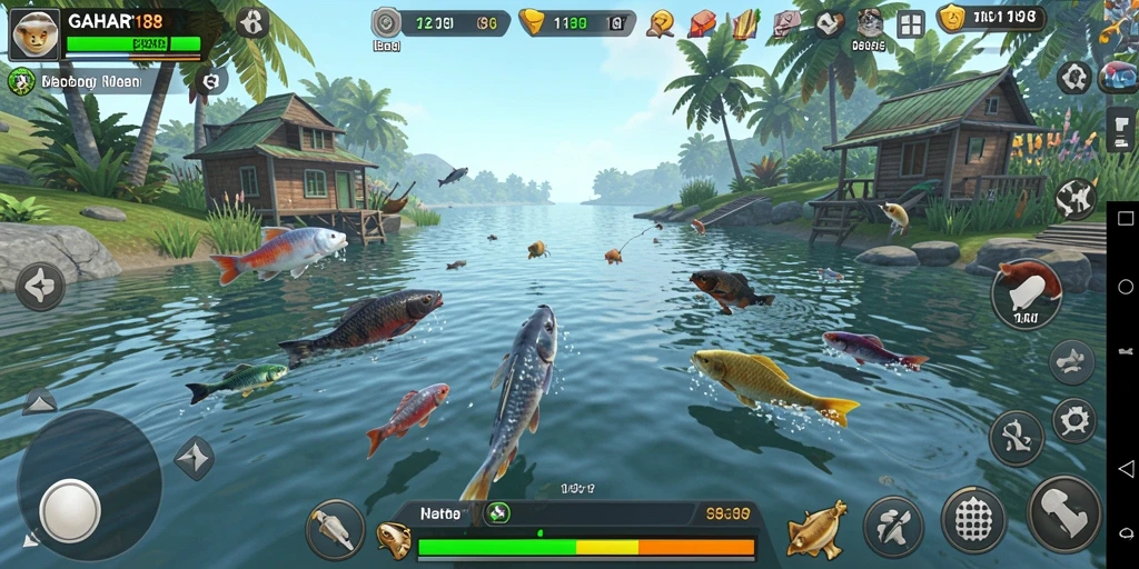 Tampilan gameplay GAHAR188 yang menampilkan aksi memancing yang seru.