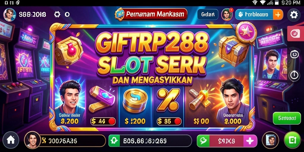 Screenshot utama GIFTRP288 menampilkan gameplay slot yang penuh warna.