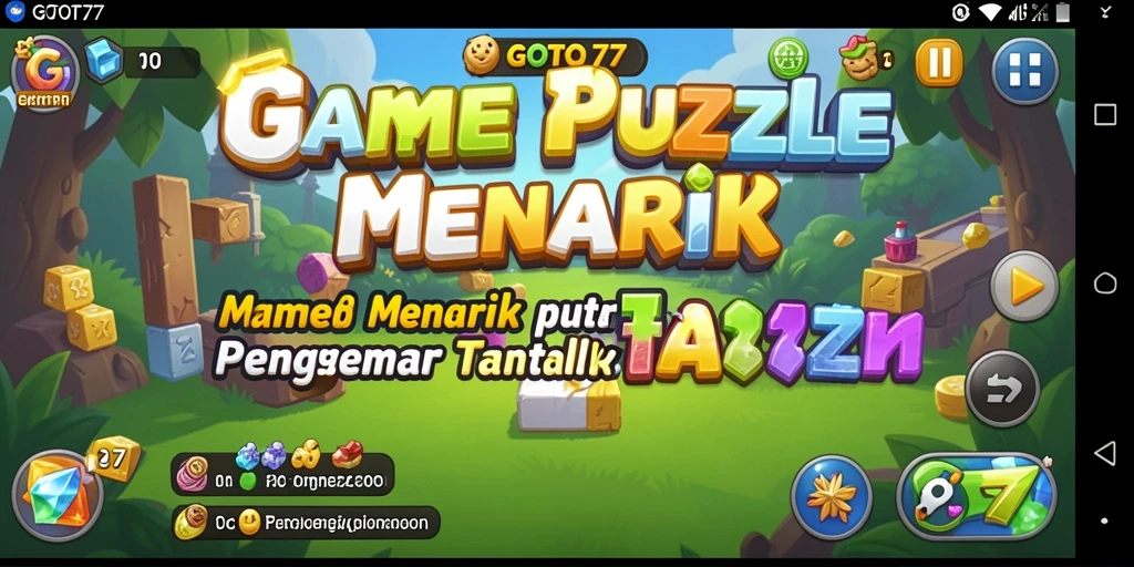Screenshot utama gameplay GOTO77 menampilkan tantangan puzzle yang menarik.