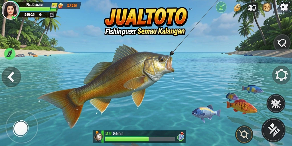 Screenshot JUALTOTO menampilkan aksi memancing yang seru dan grafis menawan.