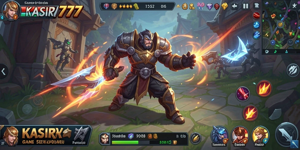 Screenshot KASIR777 menampilkan pertarungan sengit di arena MOBA.
