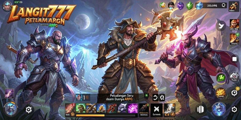 Screenshot LANGIT777 menampilkan pertarungan epik dalam dunia ARPG.
