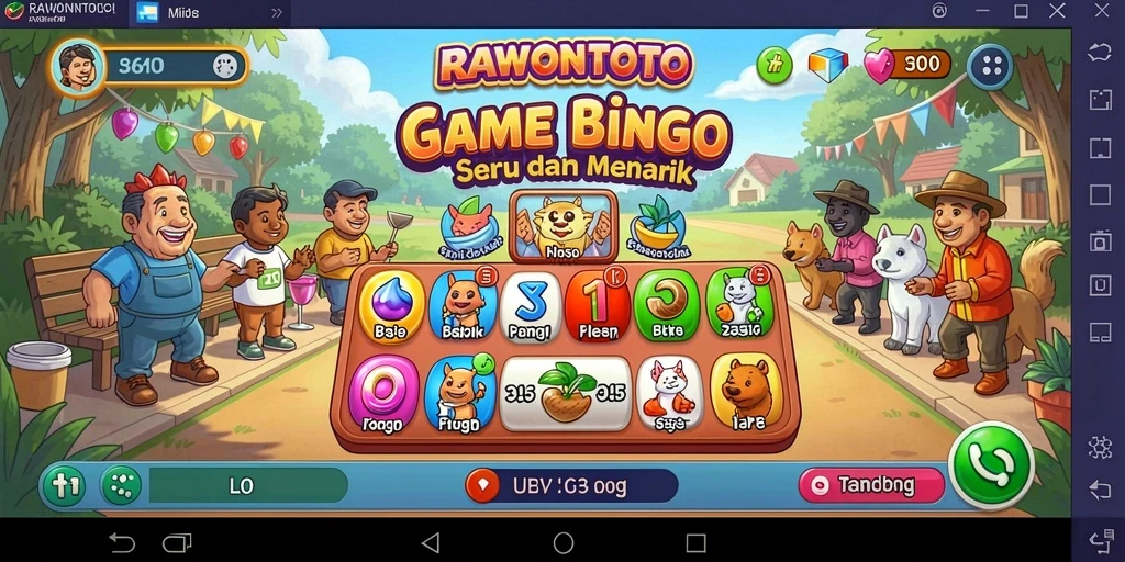 Tampilan gameplay seru dari RAWONTOTO yang penuh warna.