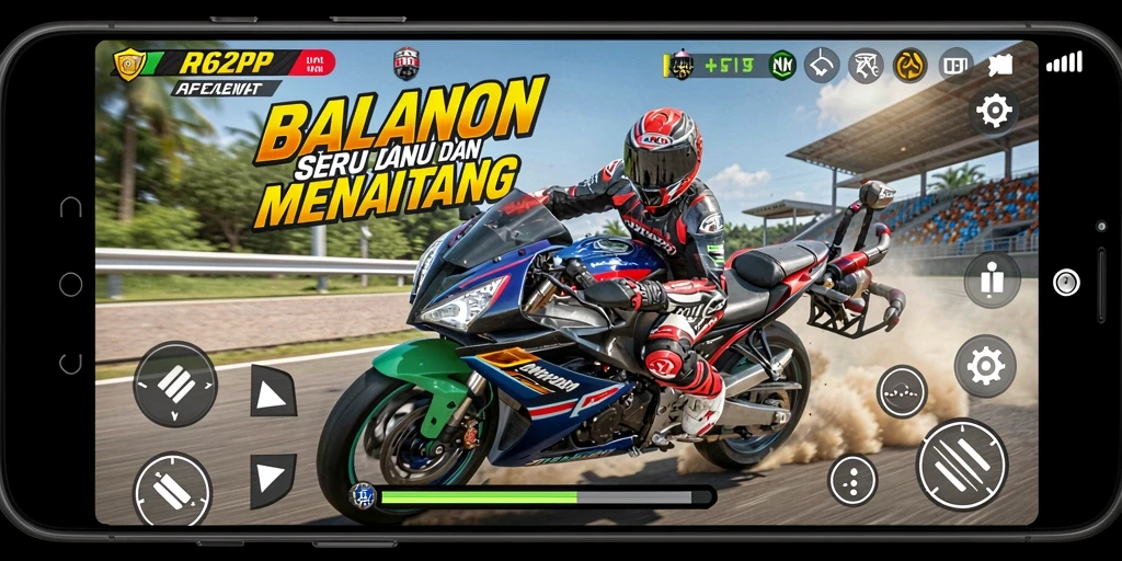 Gameplay seru balapan motor yang mendebarkan.