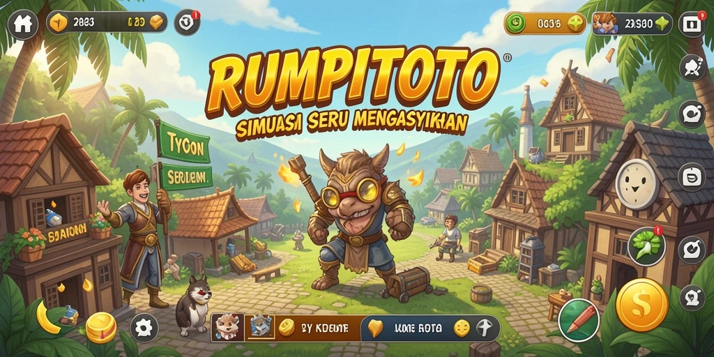 Screenshot gameplay RUMPITOTO menampilkan keseruan manajemen bisnis Tycoon.