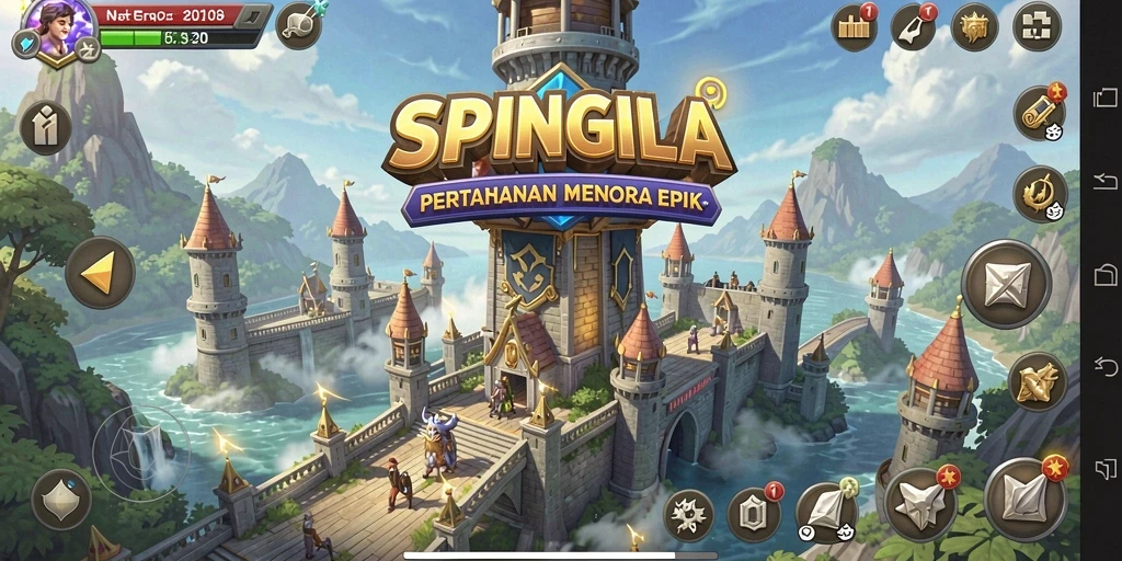Screenshot gameplay menunjukkan aksi menara pertahanan yang mendebarkan.