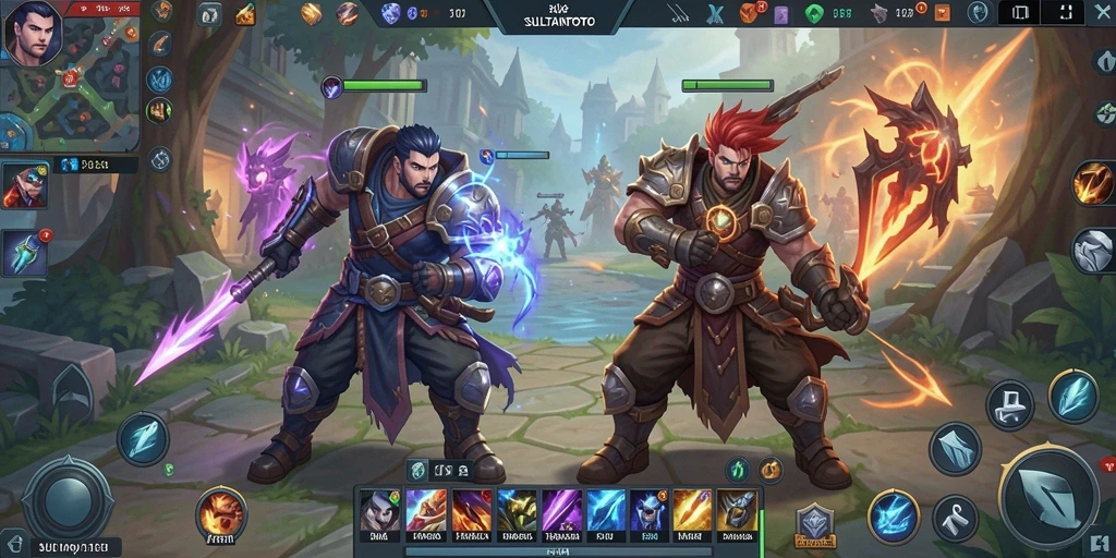 Screenshot game SULTANTOTO menampilkan pertempuran intens antar tim.