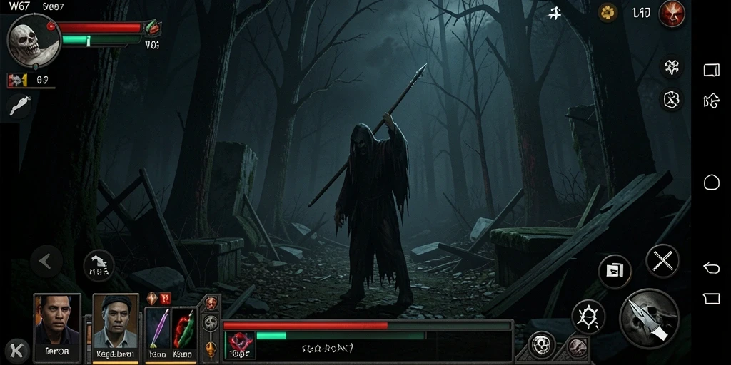 Screenshot gameplay menampilkan karakter berlari dalam suasana kegelapan mencekam.