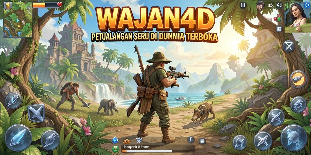 Tangkapan layar gameplay WAJAN4D dengan dunia terbuka yang luas dan indah.