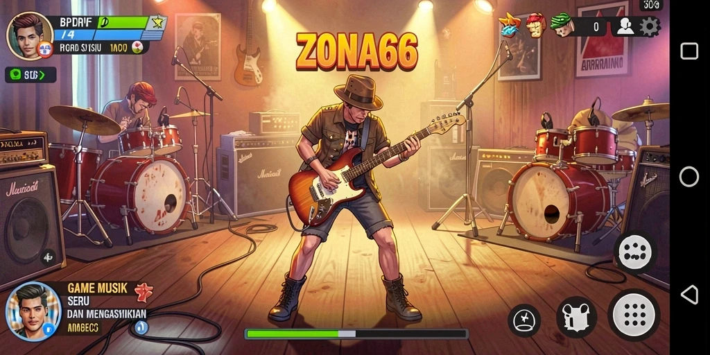 Screenshot gameplay ZONA66 yang menampilkan pengalaman musik interaktif.